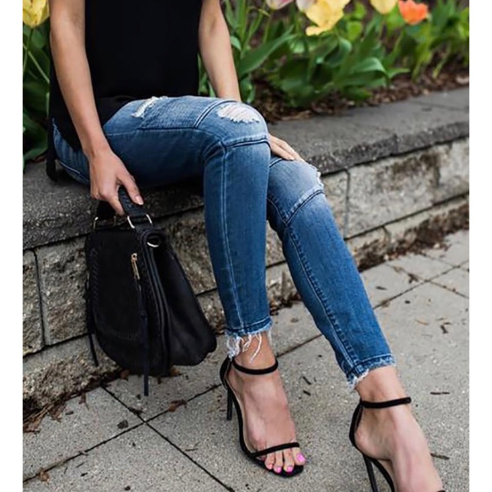 Moto Distressed Skinny Jeans - Picture 4 of 7